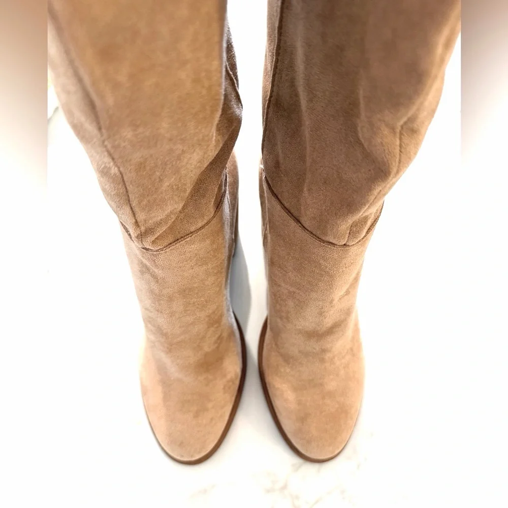 Altar’d State Angel Vegan Sand Taupe Size 8.5 Boots Knee High Stacked Heels NEW